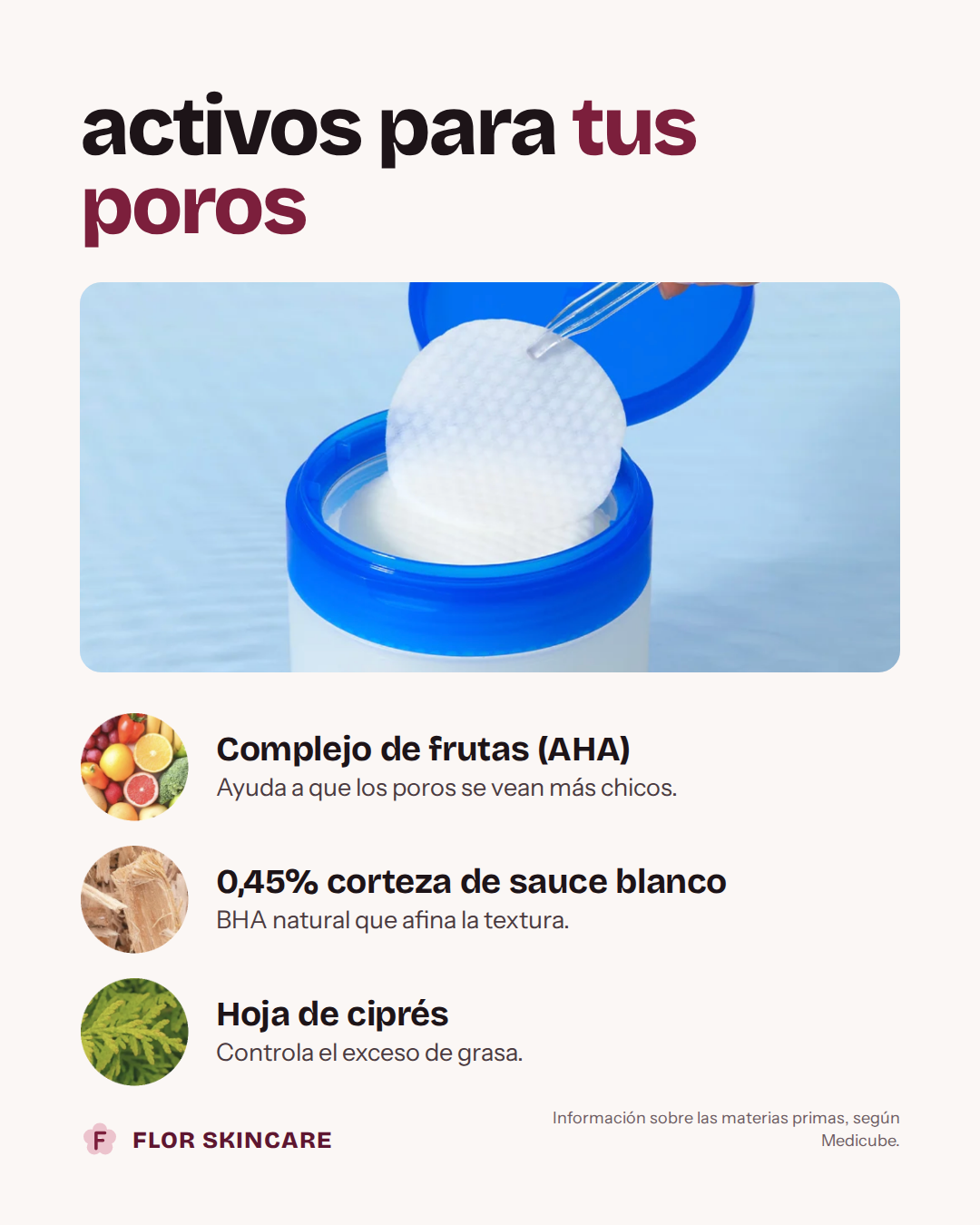 Activos: complejo de frutas, corteza de sauce blanco y hoja de ciprés